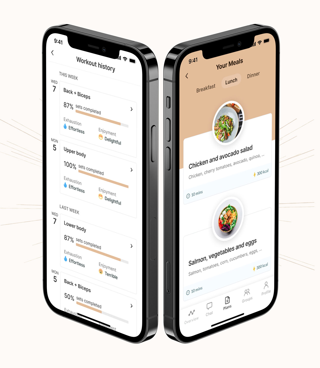 A mockup of the coaching app showcasing the features.